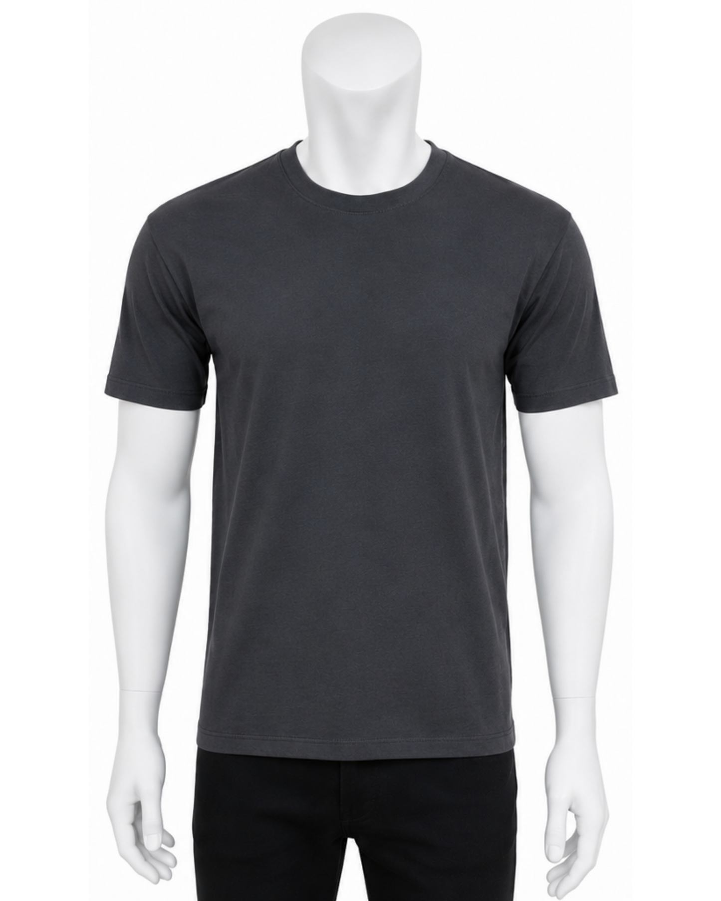 T-shirt Girocollo da Uomo in Cotone Premium - Grigio Antracite Scuro
