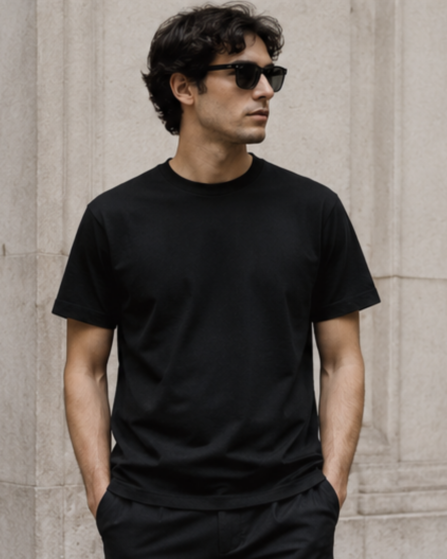 T-shirt Uomo Nera "Il Dandy Metropolitano" con Grafica Barcode Bianco