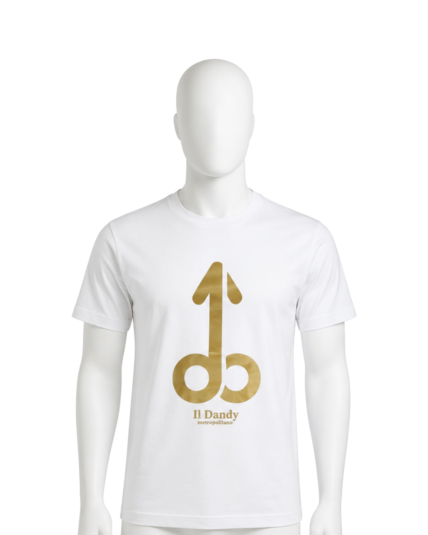 T-shirt Uomo Bianca "Il Dandy Metropolitano" - Maxi Logo Iconico Oro