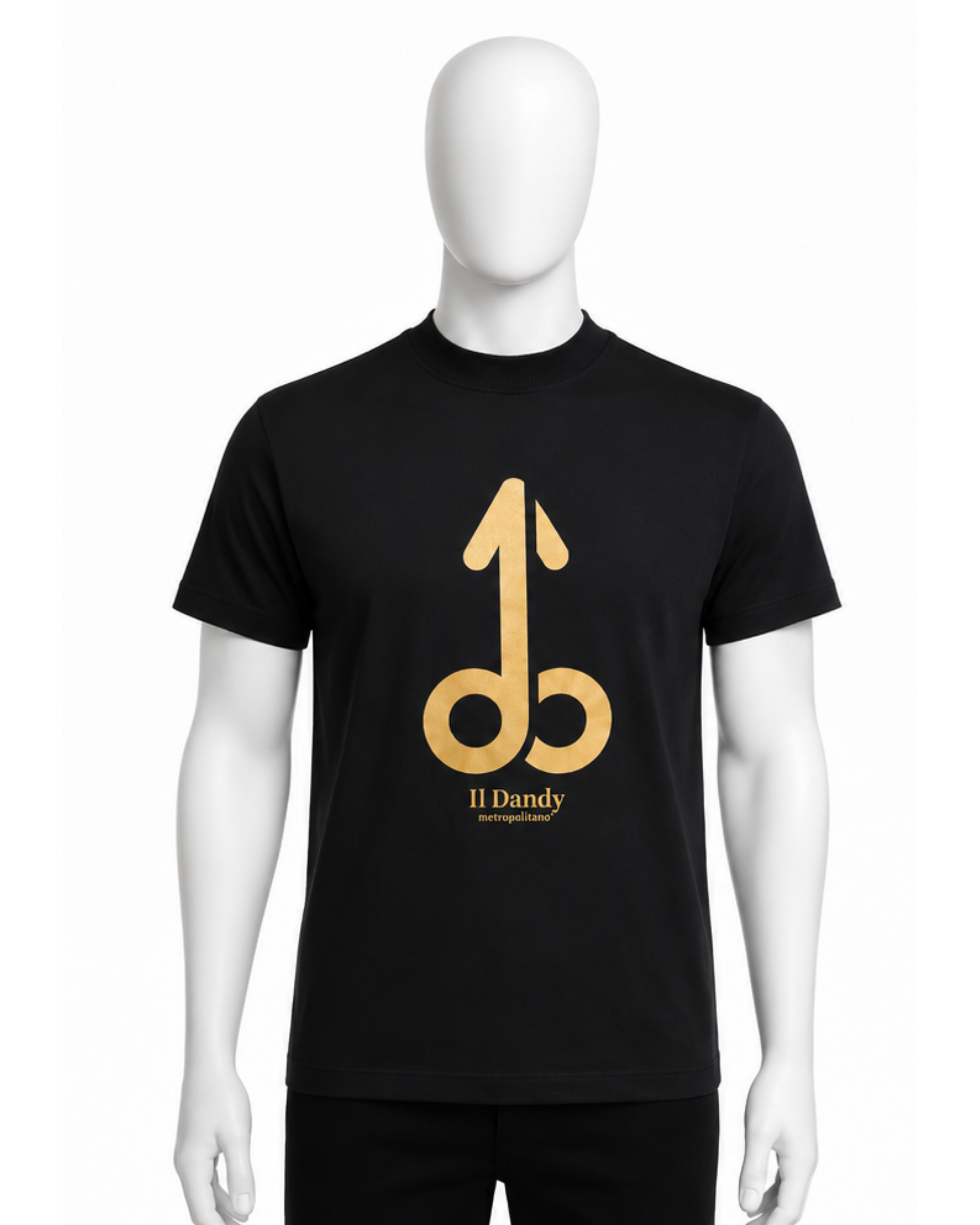 T-shirt Uomo Nera "Il Dandy Metropolitano" - Maxi Logo Iconico Oro