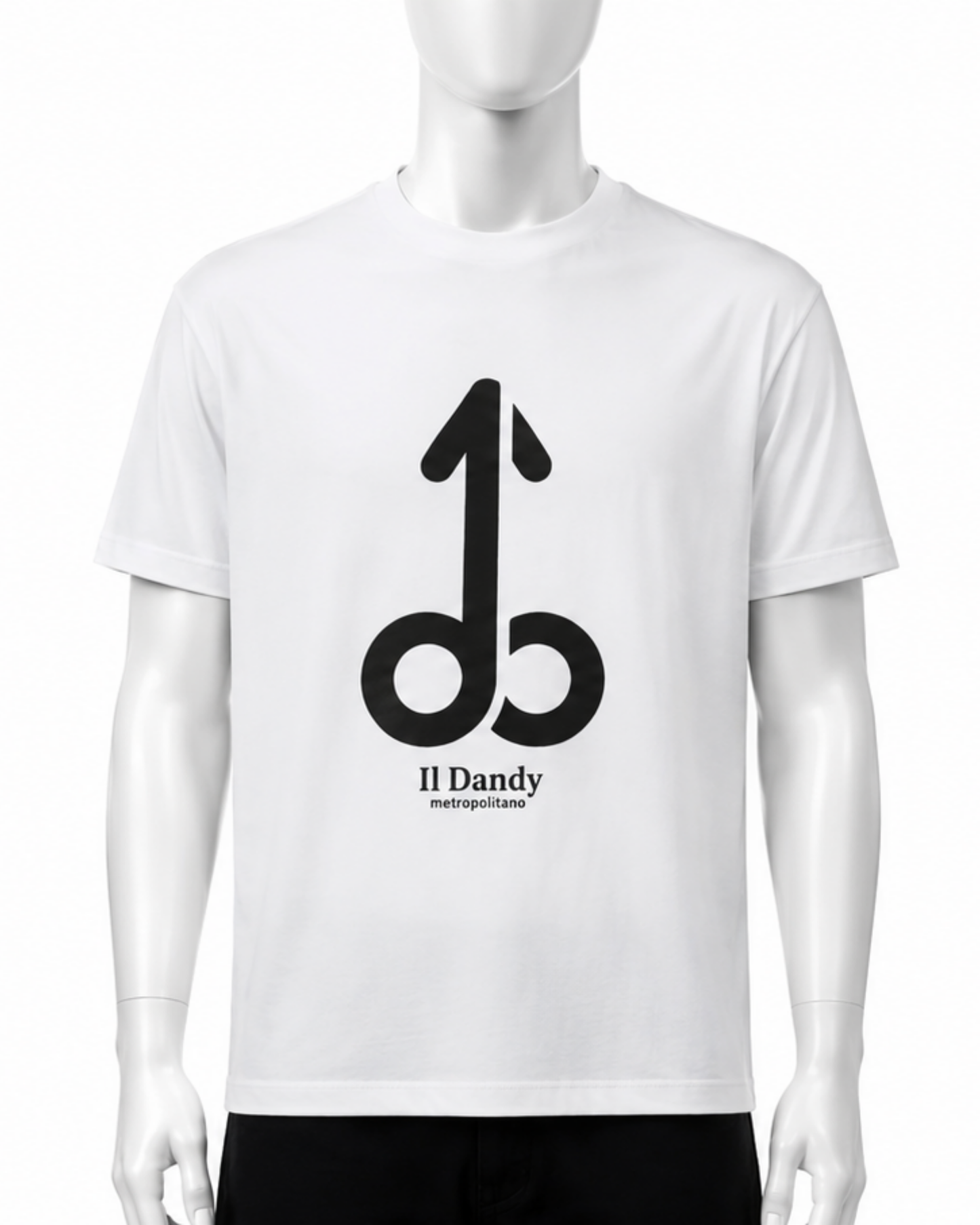 T-shirt Uomo Bianca "Il Dandy Metropolitano" - Maxi Logo Iconico Nero