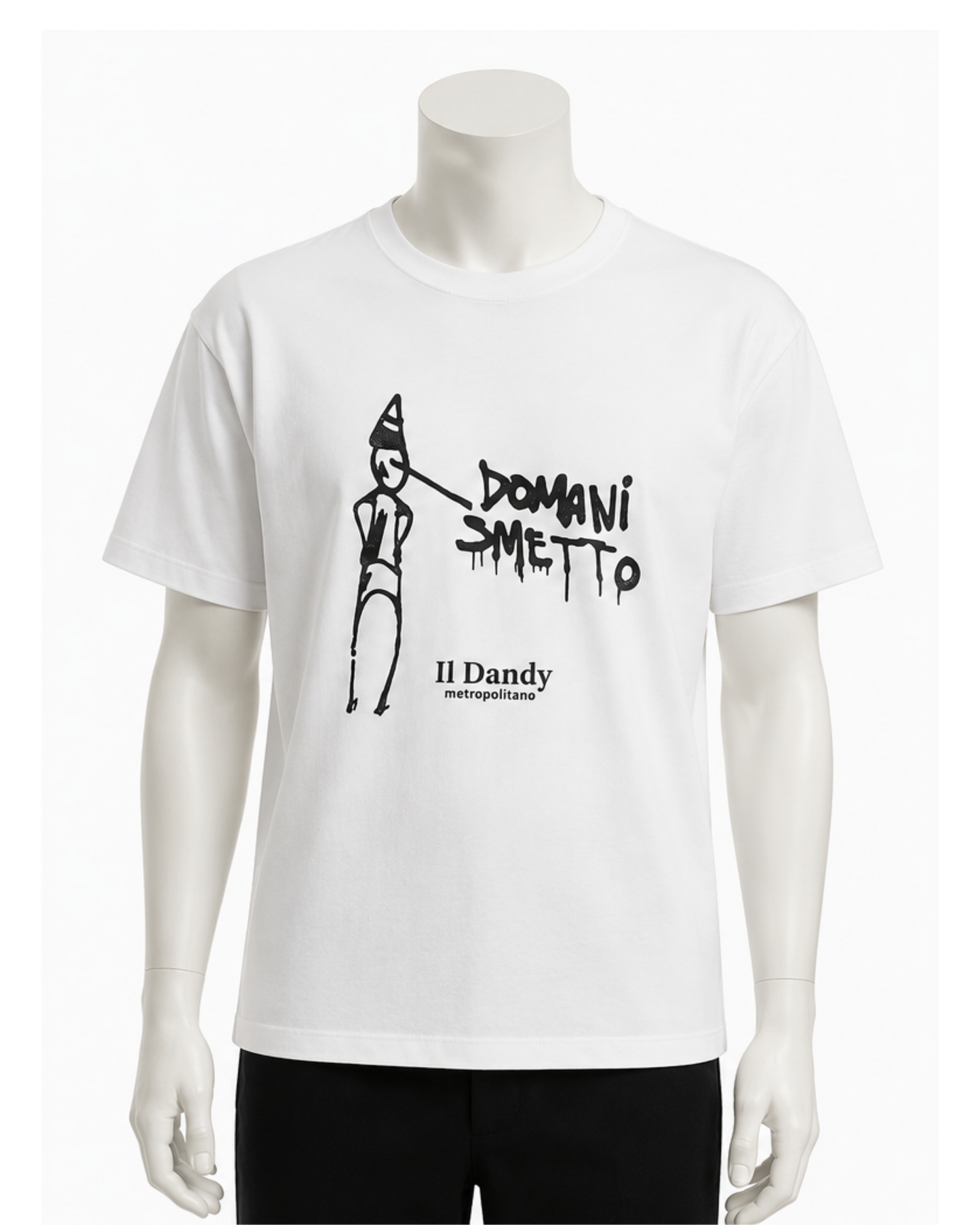 T-shirt Uomo Bianca "Il Dandy Metropolitano" - Grafica "Domani Smetto" Bianca