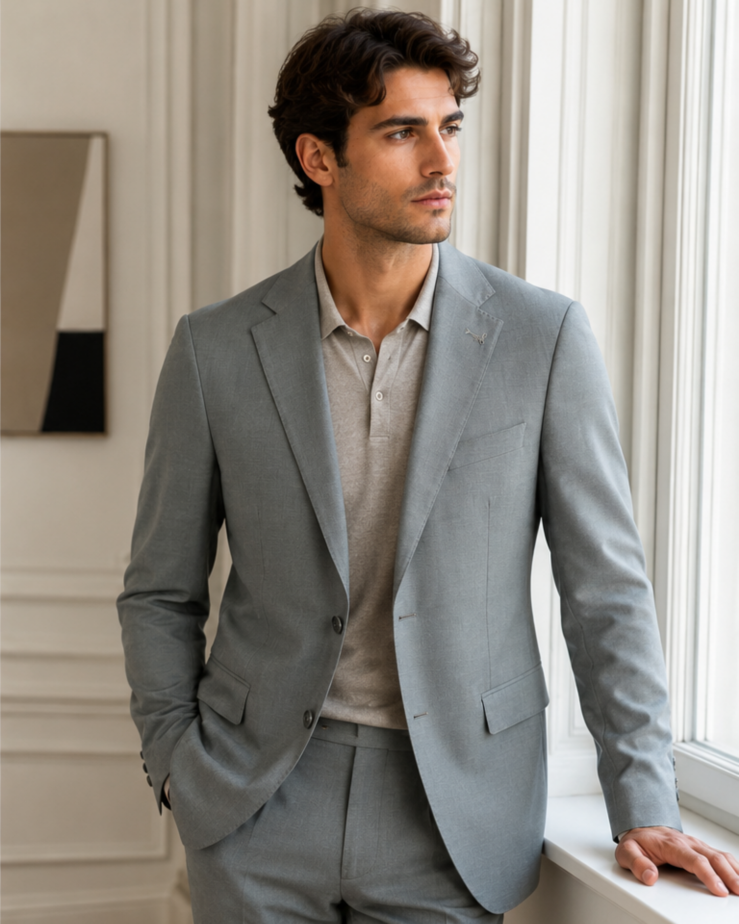 Abito Monopetto Sartoriale Verde Acqua - Slim Fit Elegante