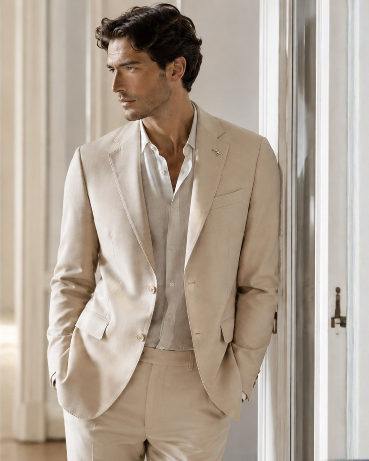 Abito Monopetto Sartoriale Beige - Slim Fit Elegante
